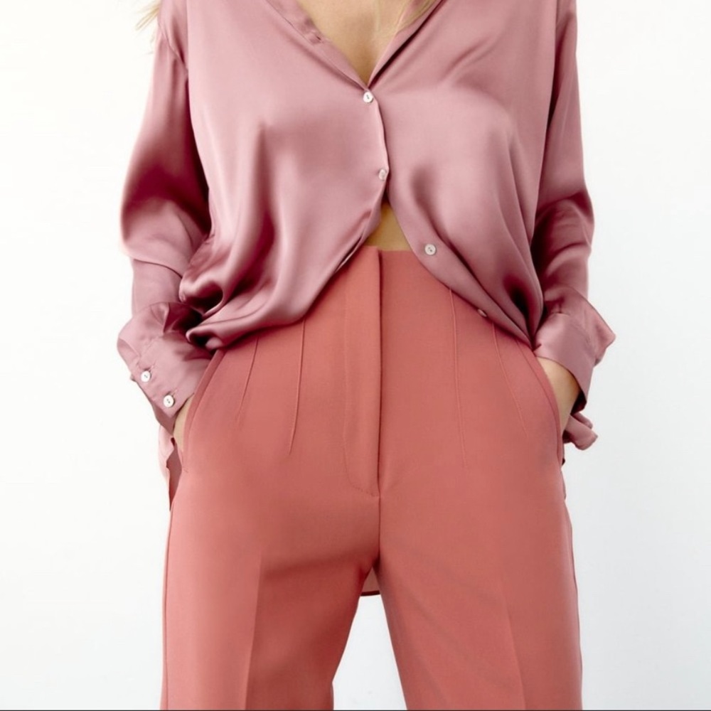 ZARA WOMAN HIGH-WAISTED PANTS COLOR: CORAL SMALL